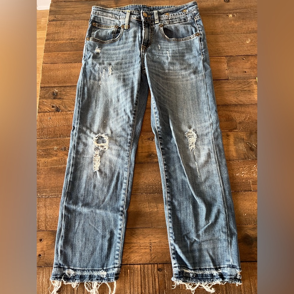 R13 Cropped Distressed Jeans Sz 26